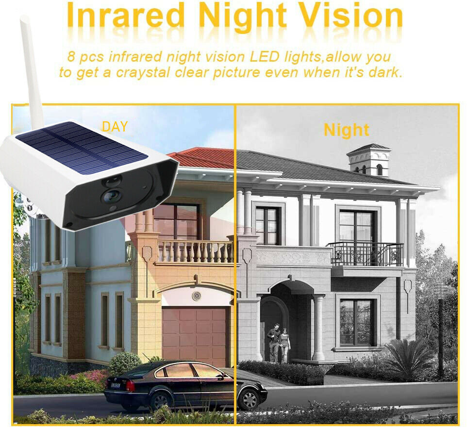 1080P Solar Powered Energy Security Camera Wireless WiFi IP Home HD CCTV Outdoor