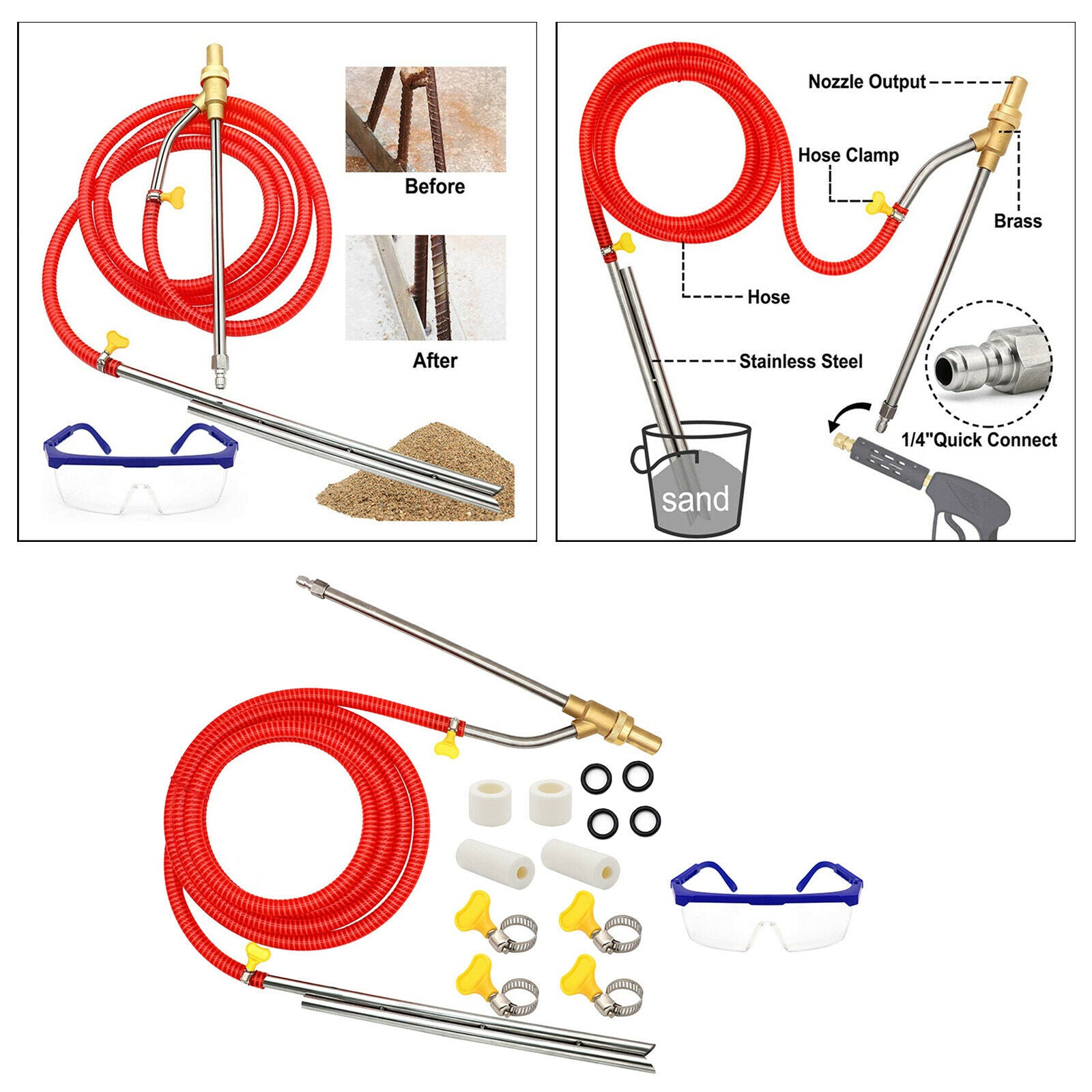 Universal Pressure Washer Sandblasting Kit Wet 1/4Inch Quick Disconnect