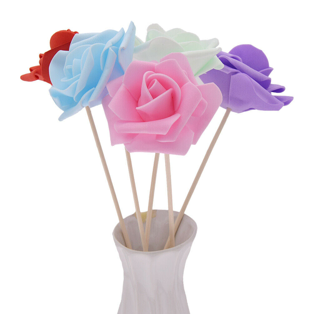5Pcs Mixed Color Rose Flower Rattan Reed No Fire Aroma Diffuser Refill Sticks