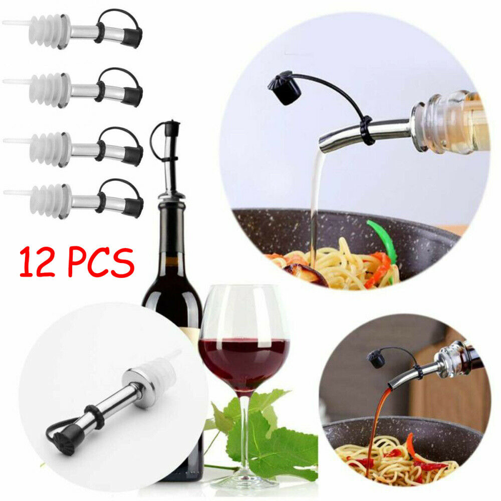 12Pcs Stainless Steel Liquor Spirit Pourer Flow Wine Bottle Pour Spout Stoppers