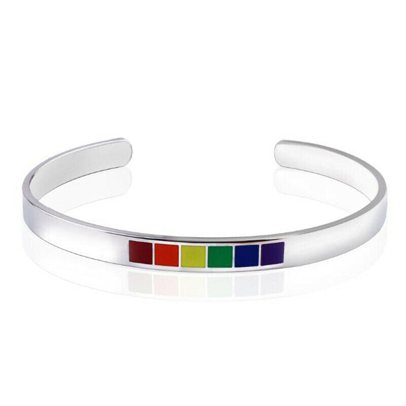 Stylish C Shape Open Bangle Stainless Steel Rainbow Bangle Bracelets Jewe.l8