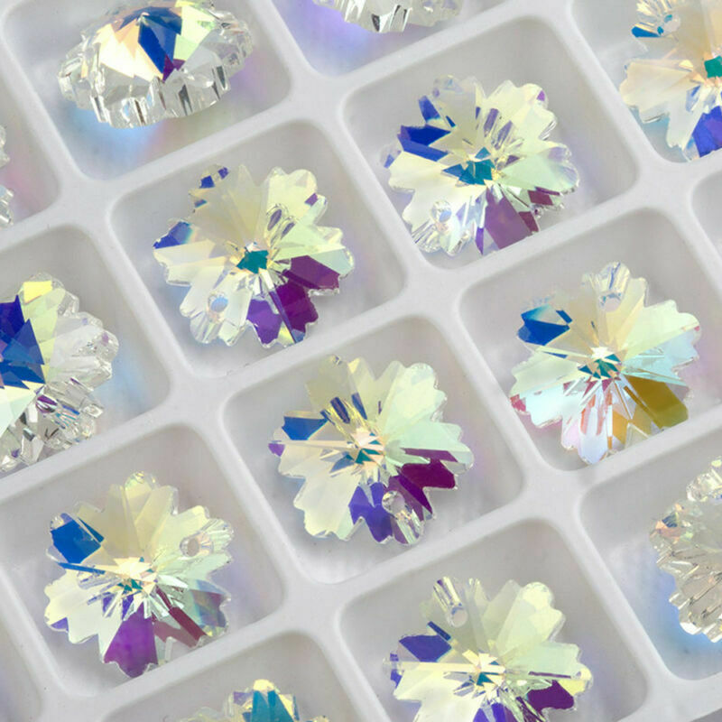 5PCS Snowflake Flower Faceted Glass Crystal Beads DIY Necklace Jewelry Making