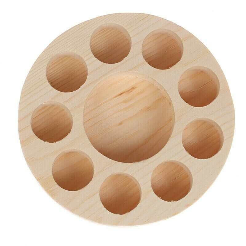 Essential Oil Display Stand Holder Organizer Shelf Round Wooden 10 Slot Rack