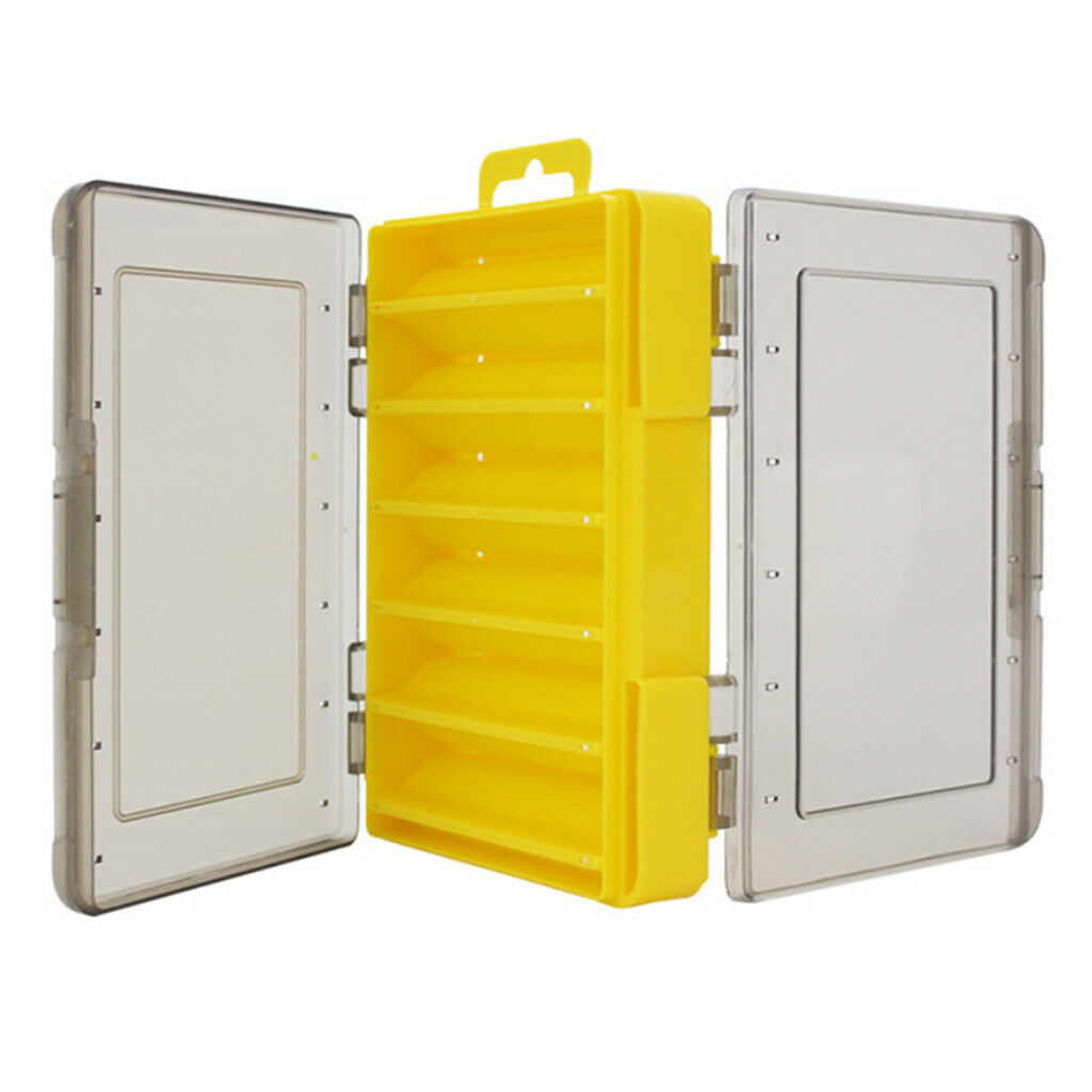 2X Squid Jig Box Both Side Storage Lure Case Holder Yellow 12 Compartments