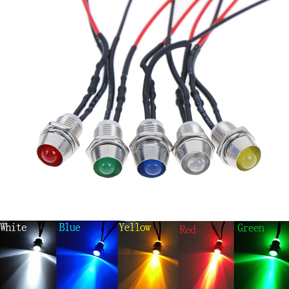 0.31" LED Metal Indicator Pilot Dash Light Lamp 12V Car Truck Red Green B.l8