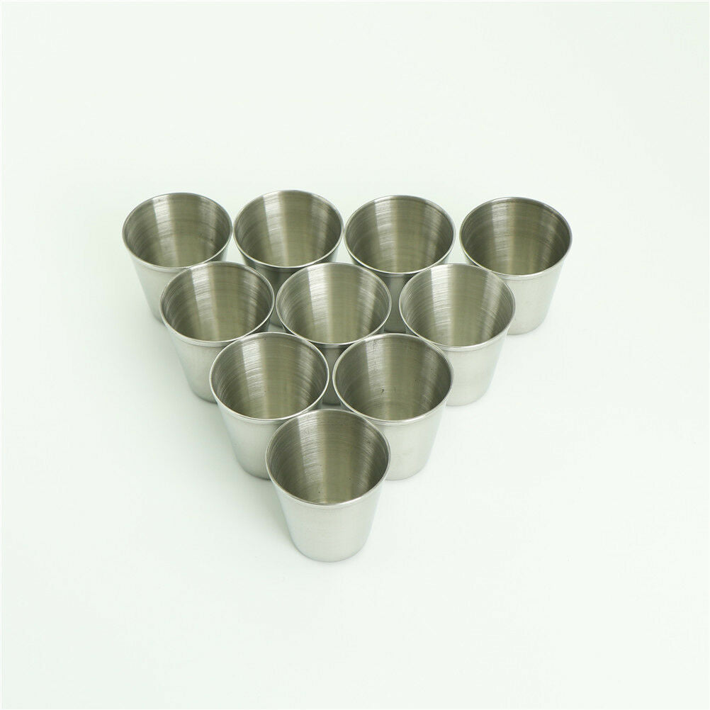 10Pcs 30ml Portable Stainless Steel Wine Drinking Shot Glasses Barware Cup XC