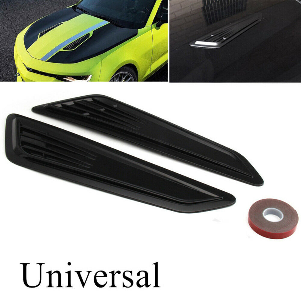2x Black Car Hood Vent Bonnet Cover Decorative Air Flow Intake Trim Universal