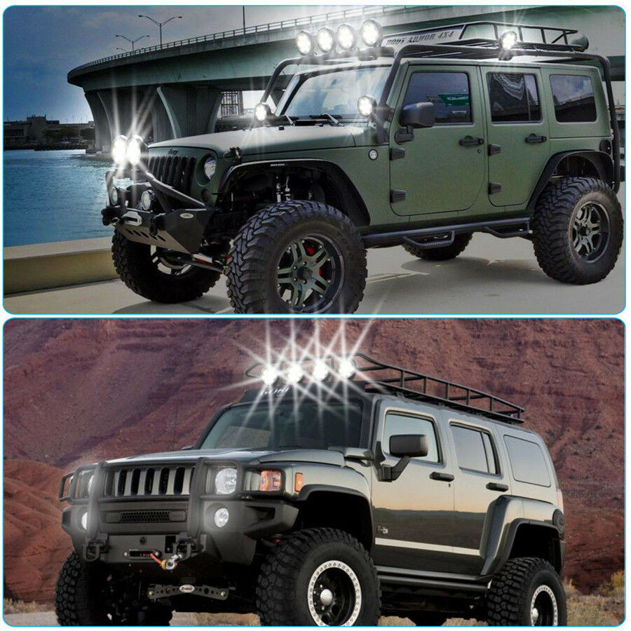 1Pcs 70W 6500K White 14LED Round SUV ATV Offroad Work Light DRL Fog Driving Lamp