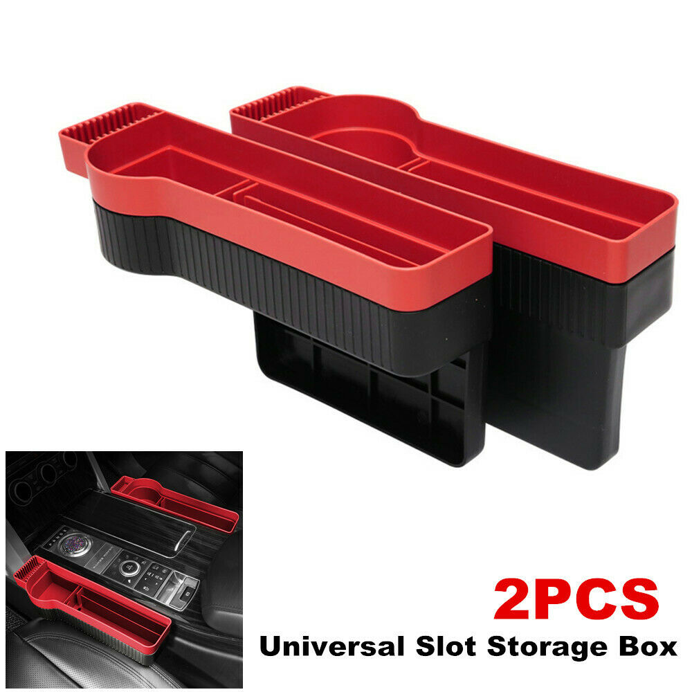 2PCS Universal Car Seat Slot Storage Box Consoles Organizer Phone ABS Cup Holder