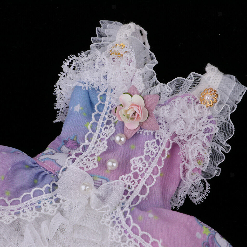 Fashion Evening Party Dress Skirt Lace Sleeves Necklace Garland For 1/4 BJD SD