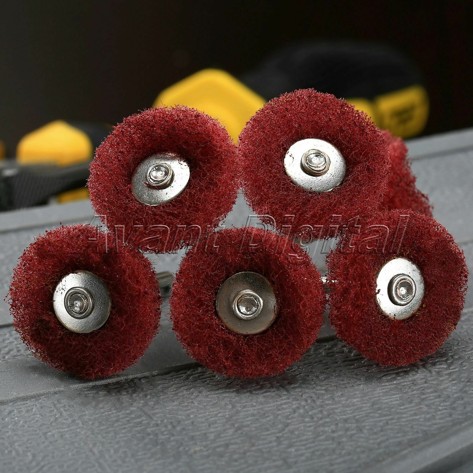 10X Scouring Pad Polishing Buffing Shank Wheels For Grinder Power Rotary Red