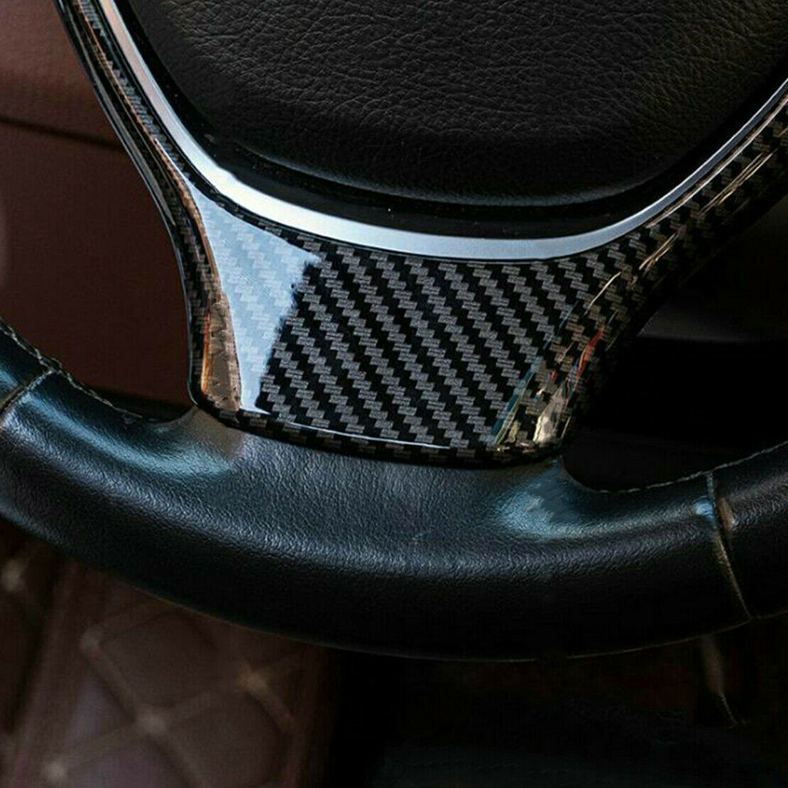 Carbon Fiber Style Inner Steering Wheel Lower Trim Cover Fit For BMW 5 7 Series
