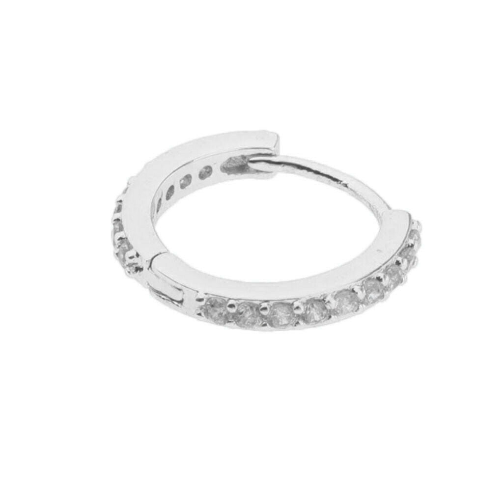 2x Fashion Women's Round Huggie Hoop Earrings CZ Lobes Cuff Ear Studs 10mm