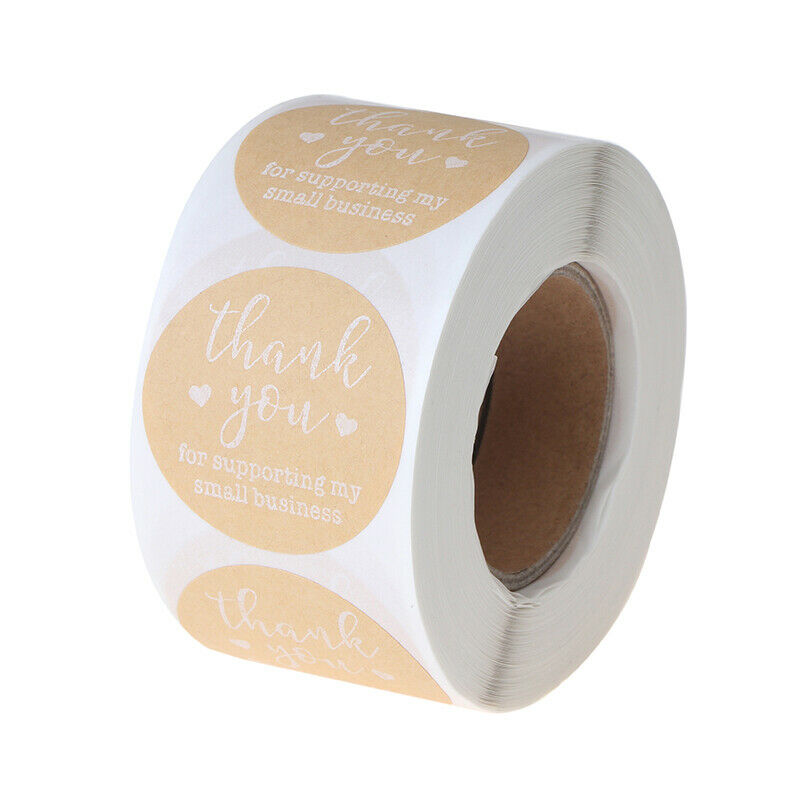500Pcs 1.5 inch Round Kraft Thank You Stickers Online Trade for Store Sh.l8