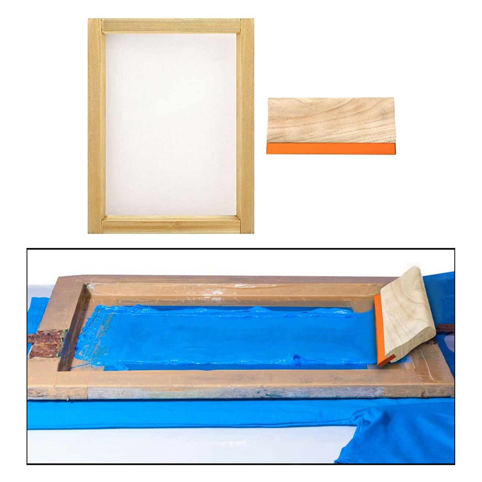 10x14inch Large Wood Silk Screen Printing Frame w/ Screen Printing Squeegee