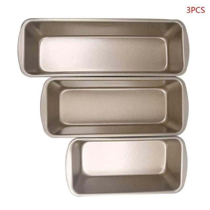 3pcs/set Rectangle Loaf Pan Toast Bread Cake Mold Carbon Steel Pastry Mould DIY
