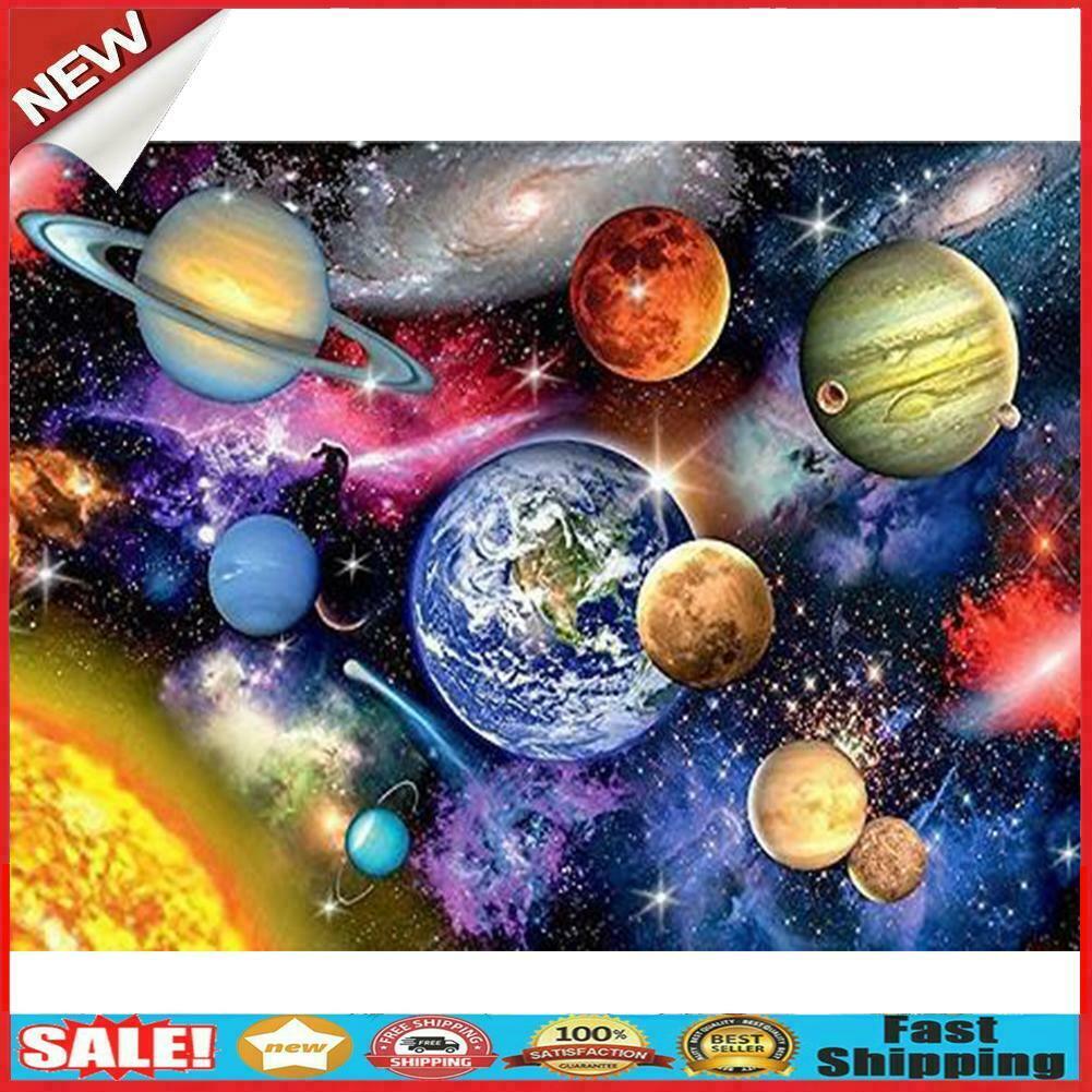 Nine Planets DIY Painting By Numbers Kit Oil Art on Canvas Wall Picture  @