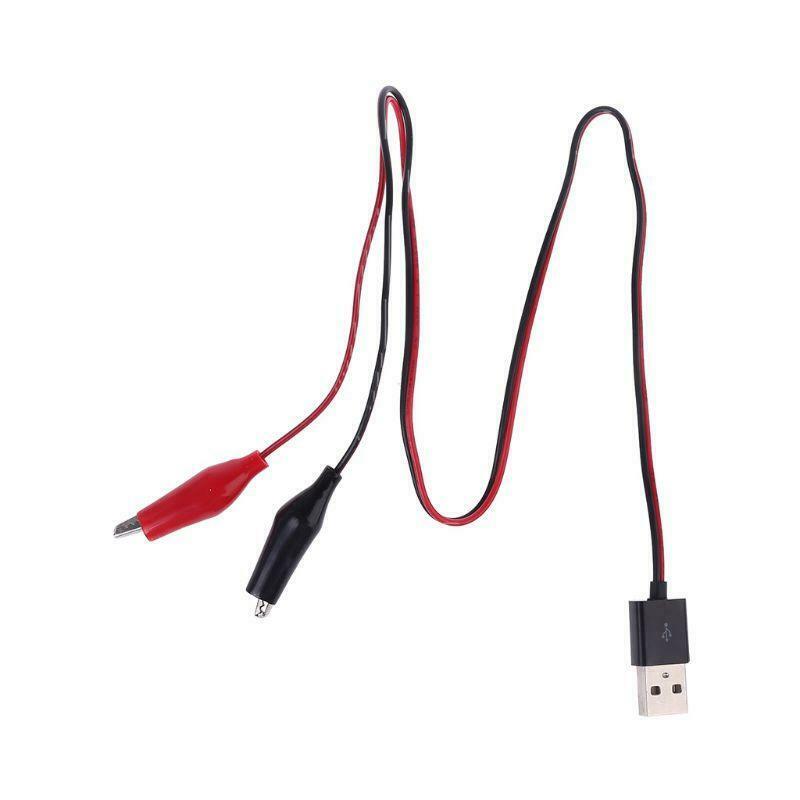 55CM Alligator Test Clips Clamp to USB Male Connector Power Supply Adapter Wire