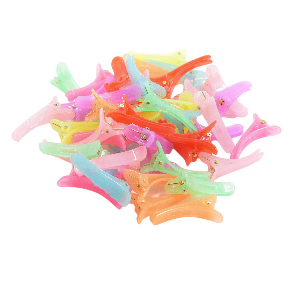 50x Girls Kids Mixed Color Plastic Single Prong Alligator Hair Clips Bow DIY