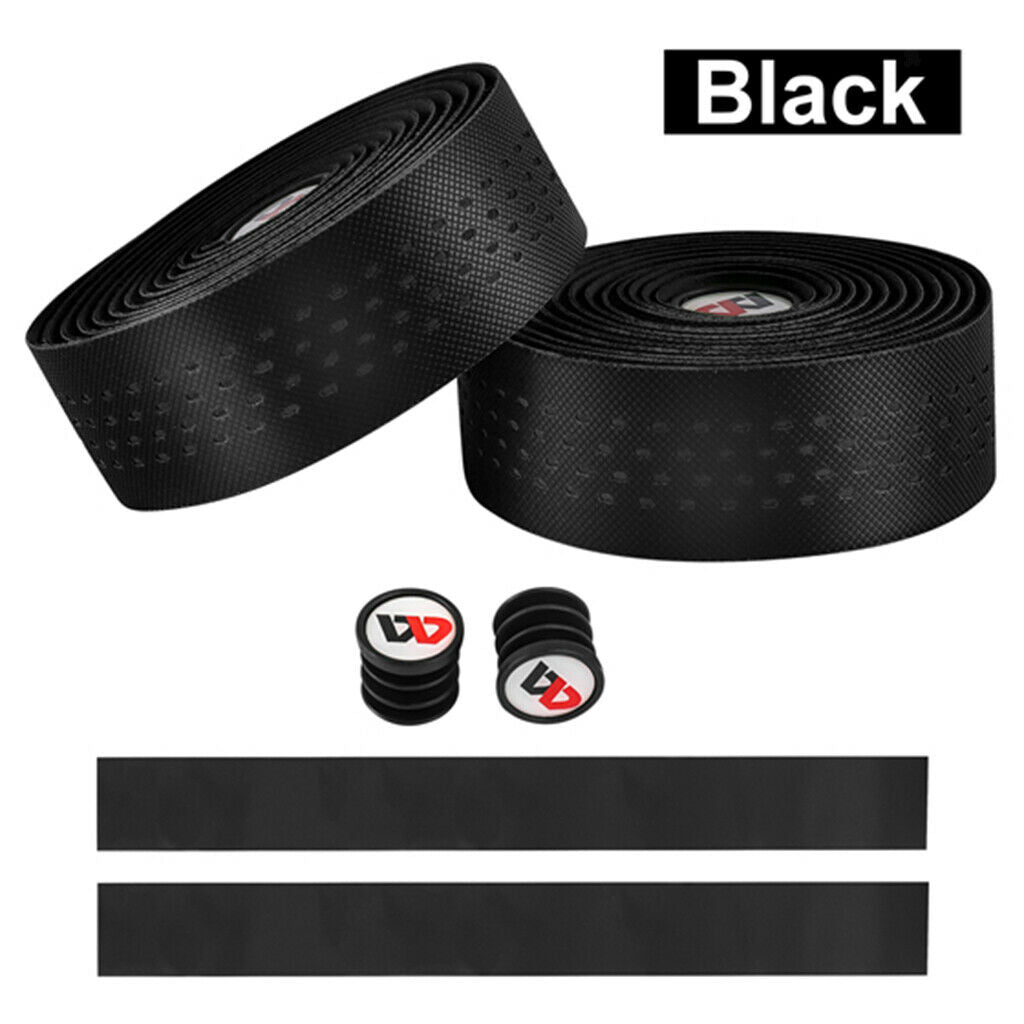 4Pcs Black+Blue EVA Bike Handlebar Tapes with Bar Plugs for Handle Wraps