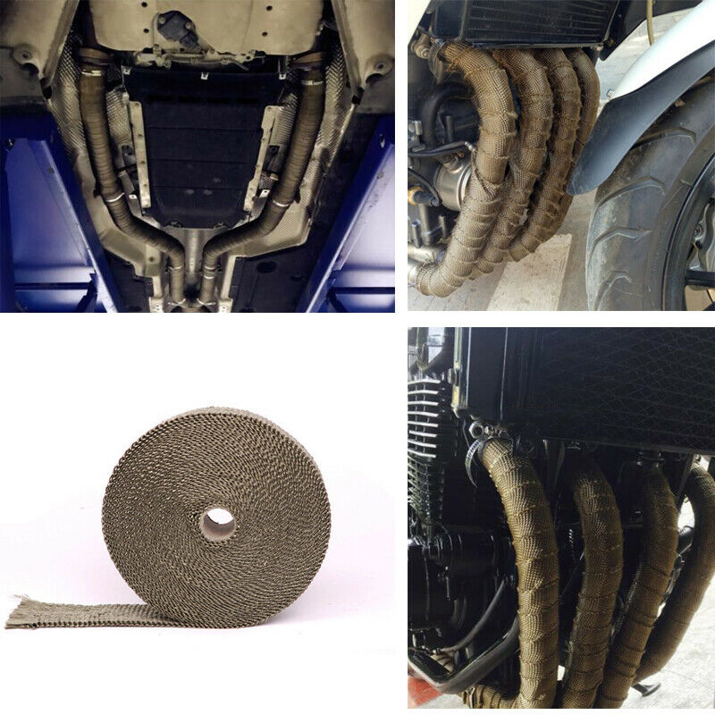 15M Exhaust 900â„ƒ Insulation Glass Fiber Tape Wrap Thermal Strip W/ Fixed ties