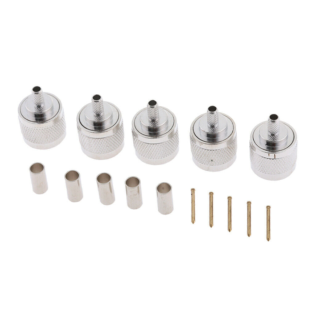 5pcs N Crimp Plug Male Connector For (KSR)LMR195 RG58 RG142 Coaxial Cable