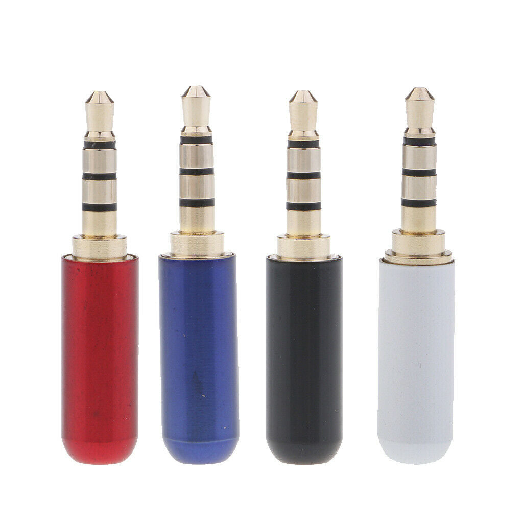 2 Pieces 3.5mm 4-pole Female & Male Plug Audio Cable Connector Adapter Black