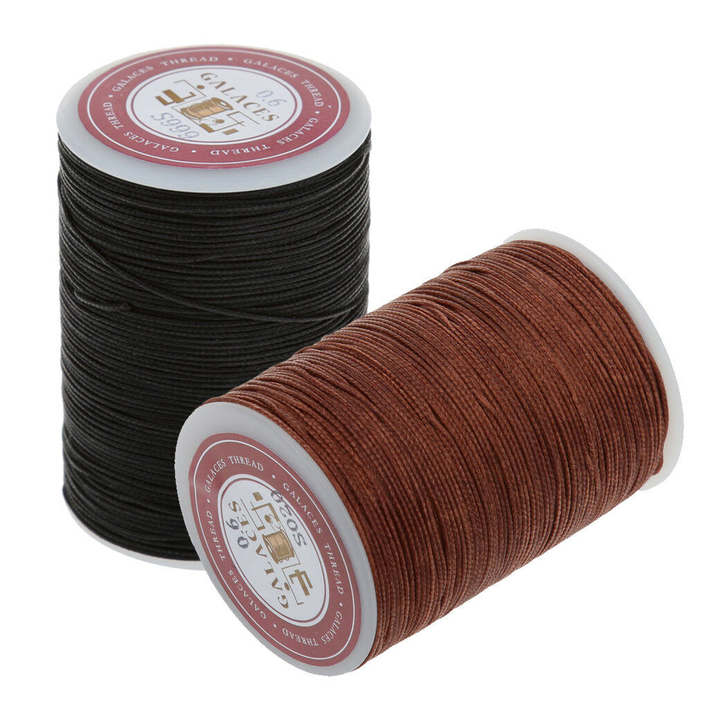 2 Rolls Round Waxed Cotton Cord String Jewellery Bracelet Necklace DIY 0.6mm