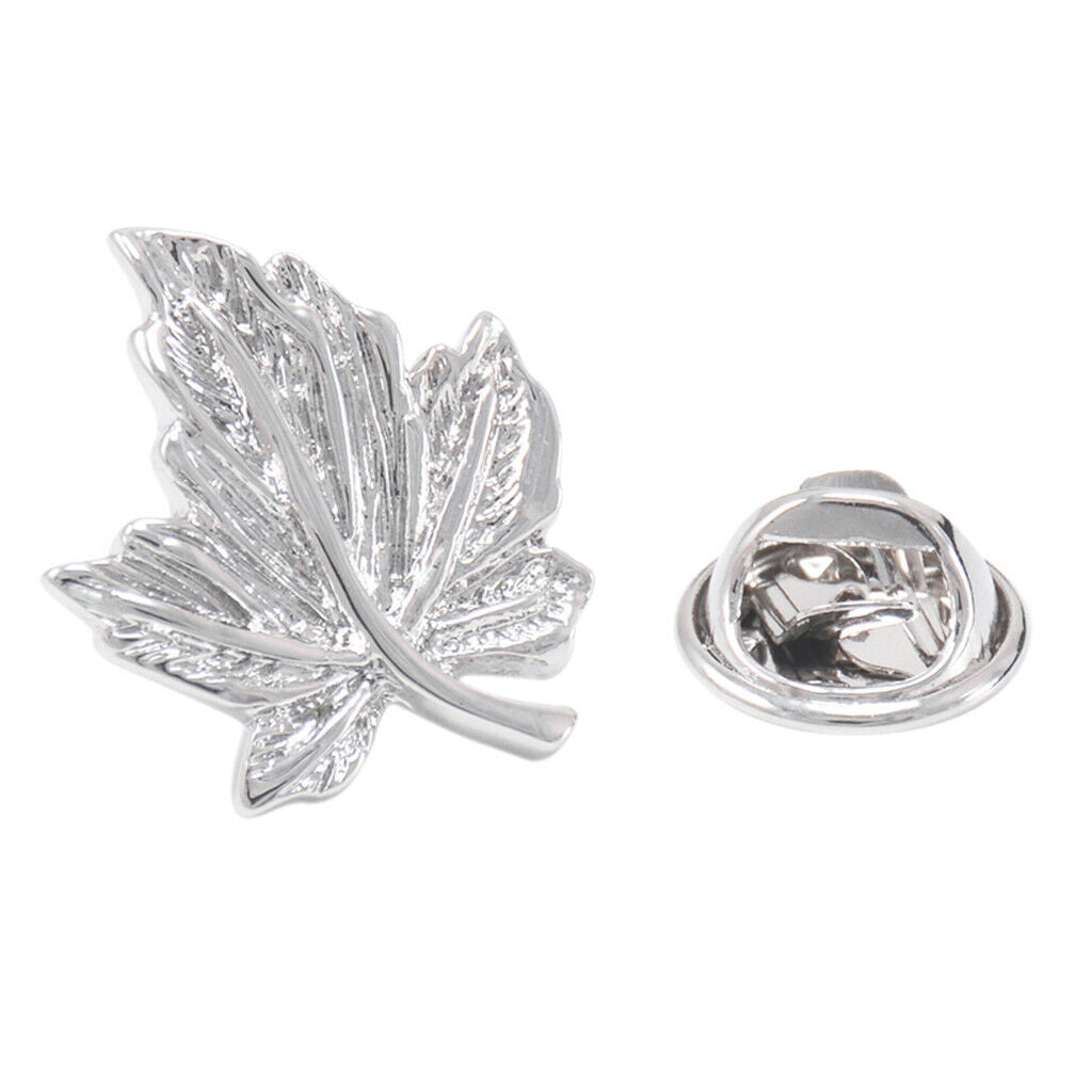 Maple Leaf Suit Shirt Collar Pin Back Lock Brooch Badge For Festival