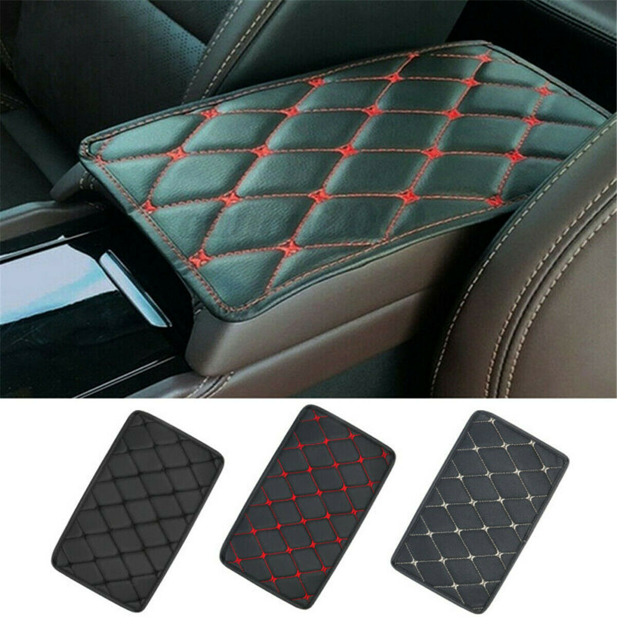 Car Armrest Pad Cover Center Console Box PU Leather Mat Cushion Auto Accessories
