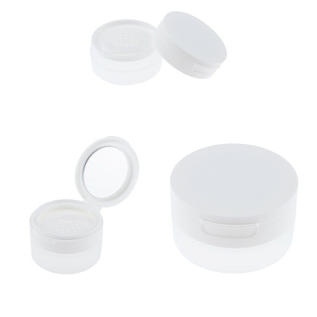 2x Travel Empty Makeup Loose Powder Container Pot Case w/ Mirror Sifter Lid