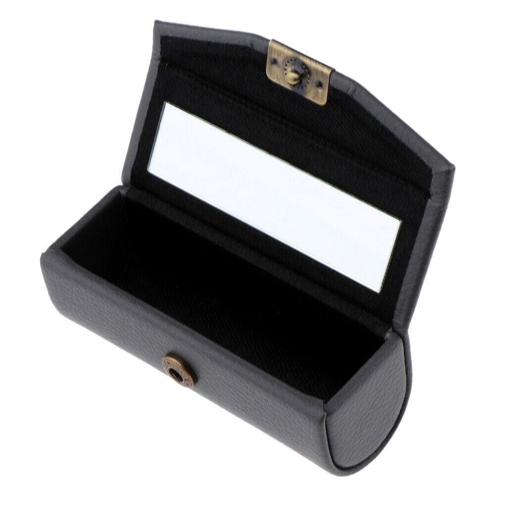 10Pcs 10 Colors Leather Lipstick Case Holder Storage Box mirror Purse Pocket