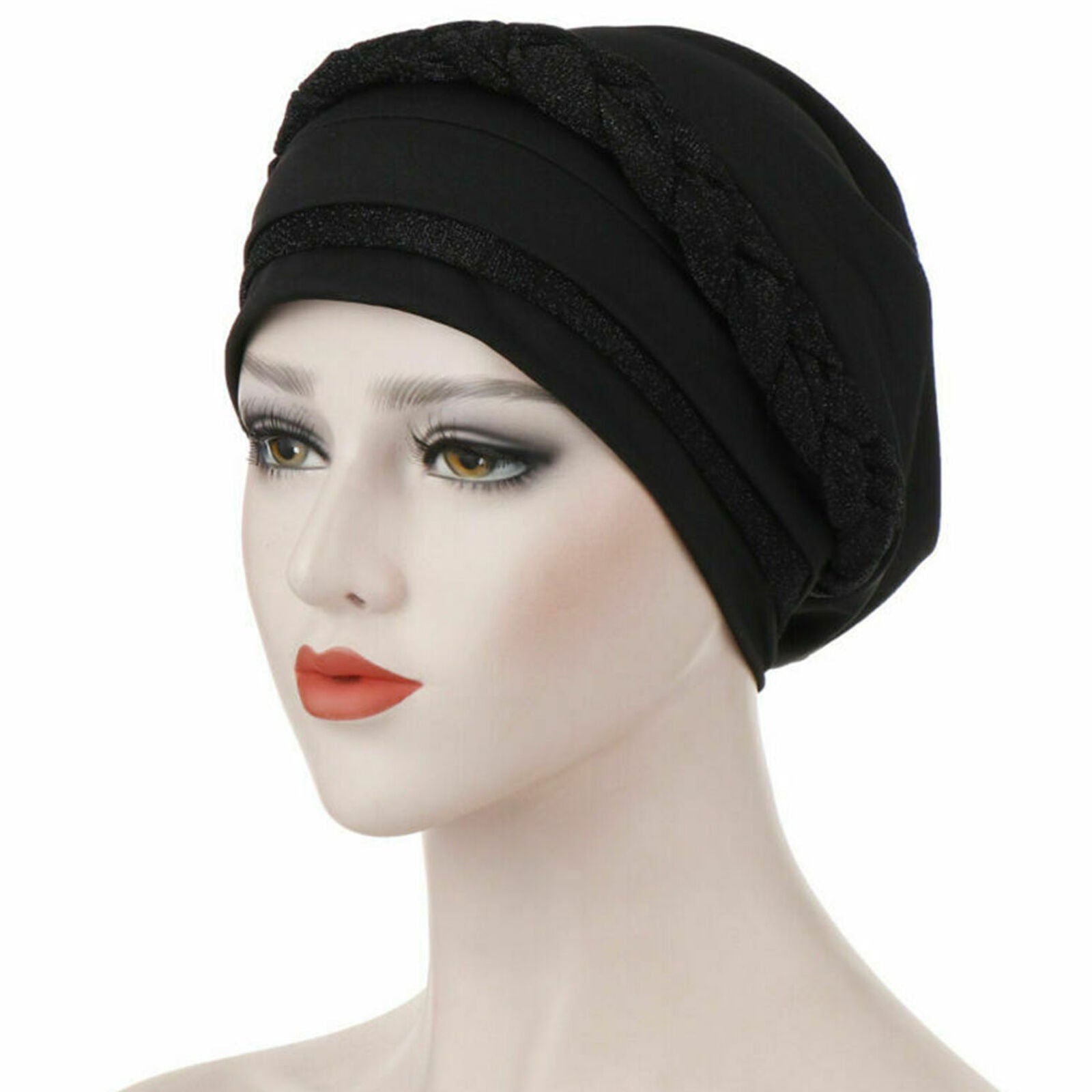 1X Muslim Braid Head Hijab Turban Wrap Coverâ€‹ Cancer Headwear Chemo Cap Hat