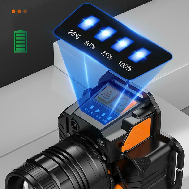 LED Head Torch Headlight Sensor Headlamp USB Rechargeable Outdoor Night Fishing