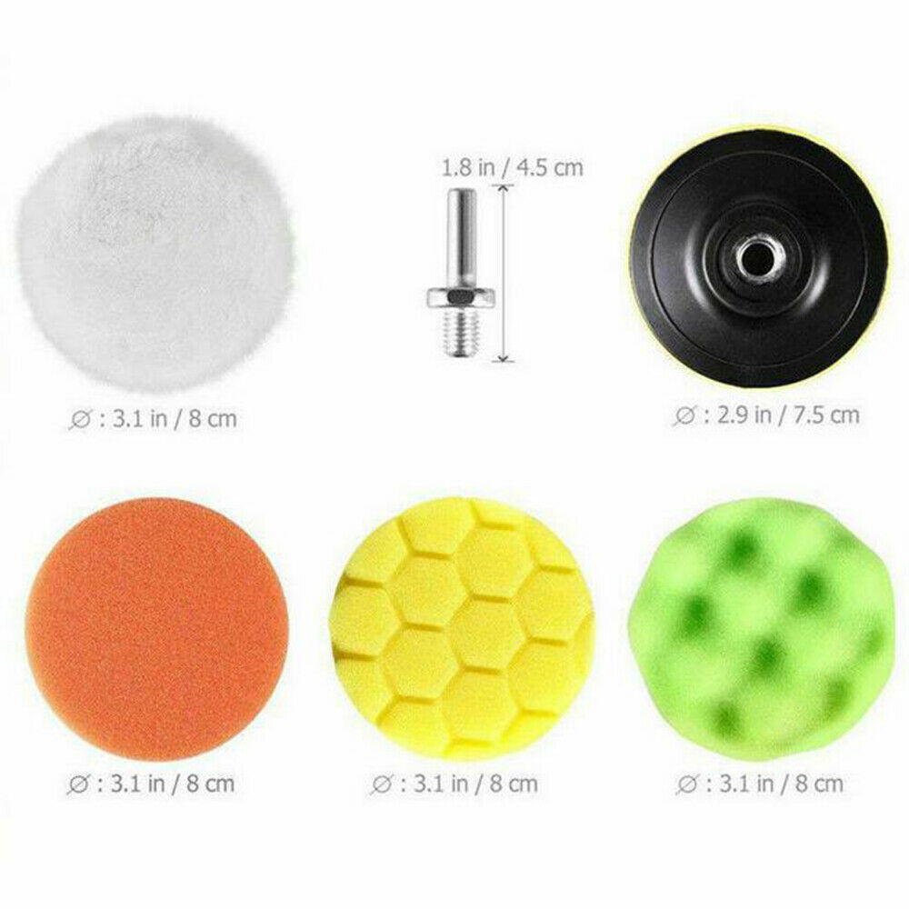 31Pcs 3" Car Polisher Pad Buffer Gross Polishing Drill Kit Sponge Waxing Buffing
