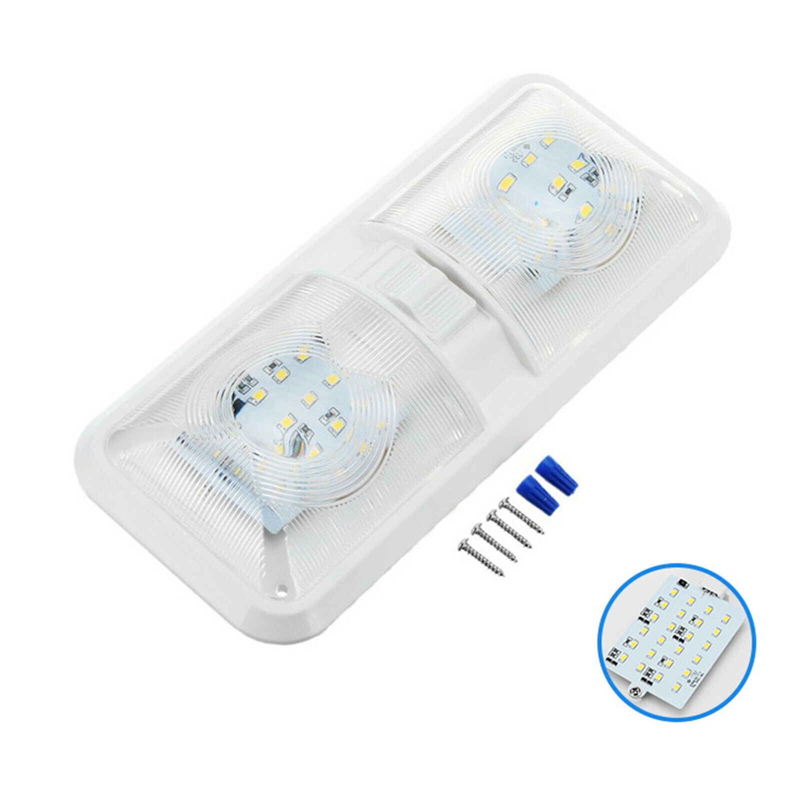 LED Ceiling Double Dome Light with ON/OFF Switch for Camper 48X5050SMD