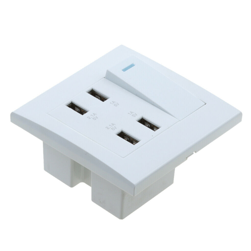 Wall 4 Port USB Socket Charger AC Socket Outlet Panel Panel