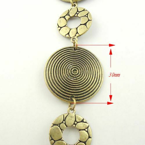 1 Meter Antiqued Bronze Metal Round Disk Circle Link Jewelry Making Chain DIY