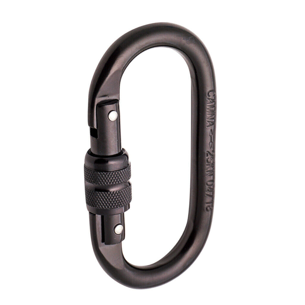 Prettyia Mountaineering Climbing Carabiner Steel Screw Locking Hook 25KN