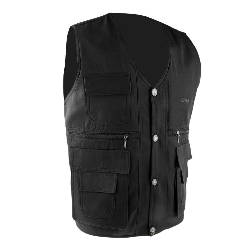 Men's Reversible Fishing Vest Photography Utility Waistcoat  3XL Blackblue
