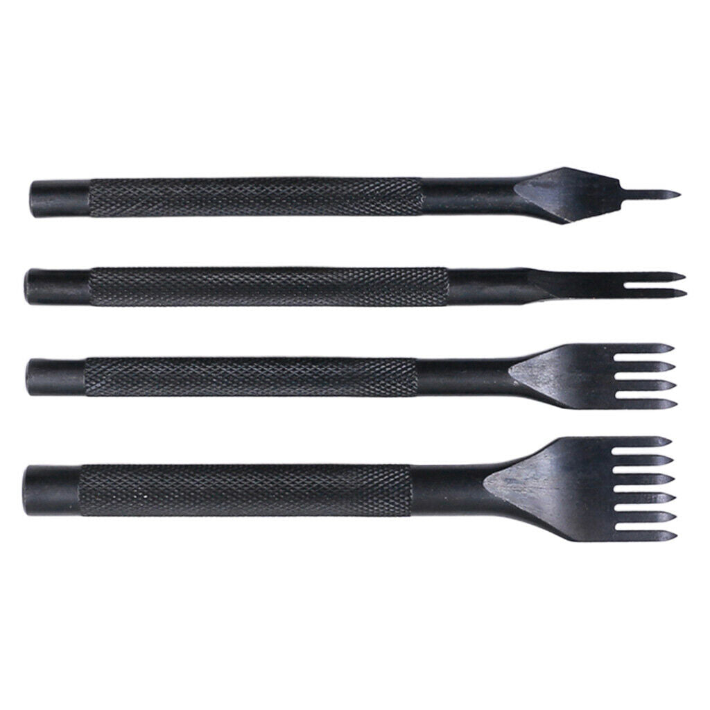 4pcs 3mm Pricking Leather Punching Stitching Punch Tool Set 1+2+4+6 Prong