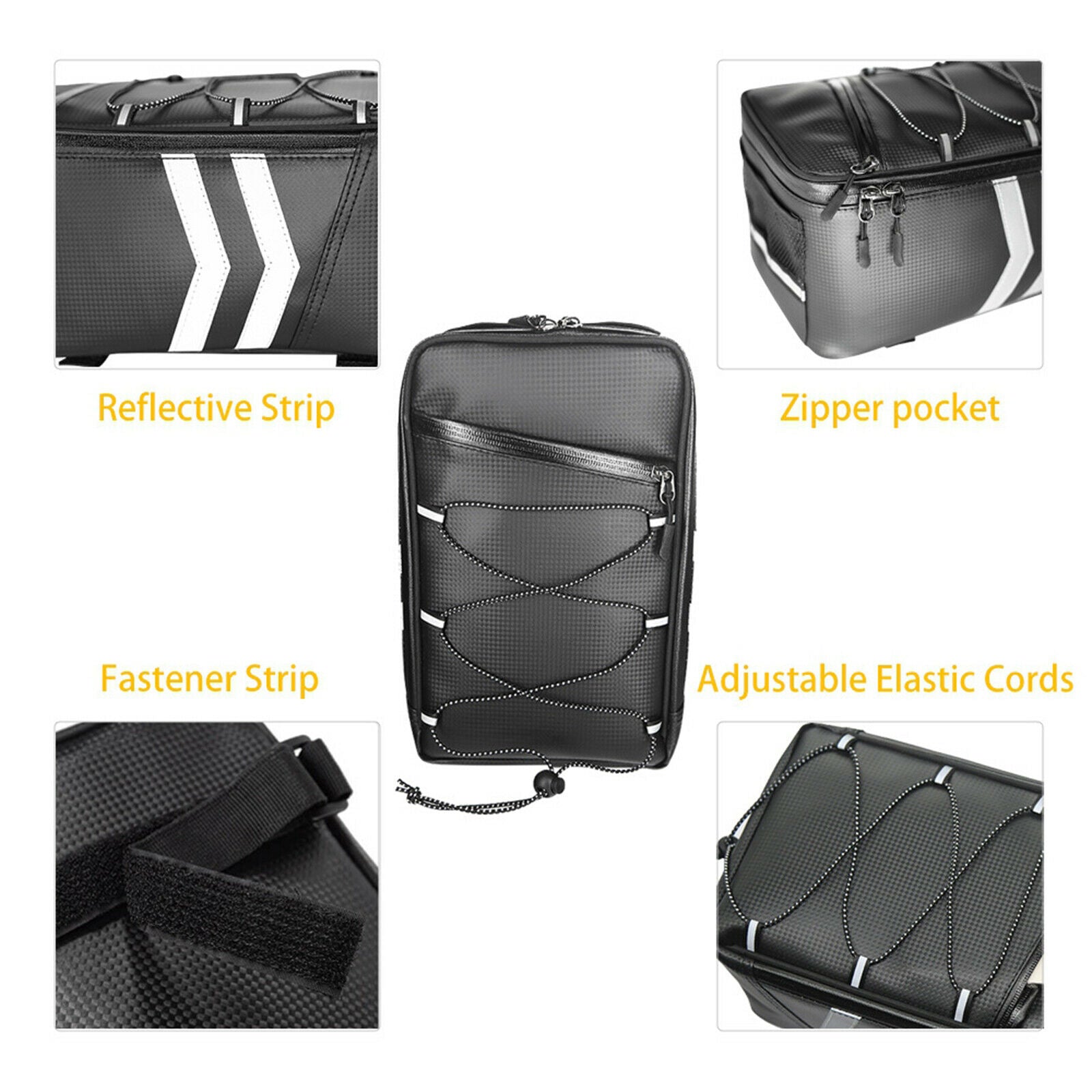 Waterproof 9L Bike Rear Carrier Bag Bicycle Road Cycling Pannier Black