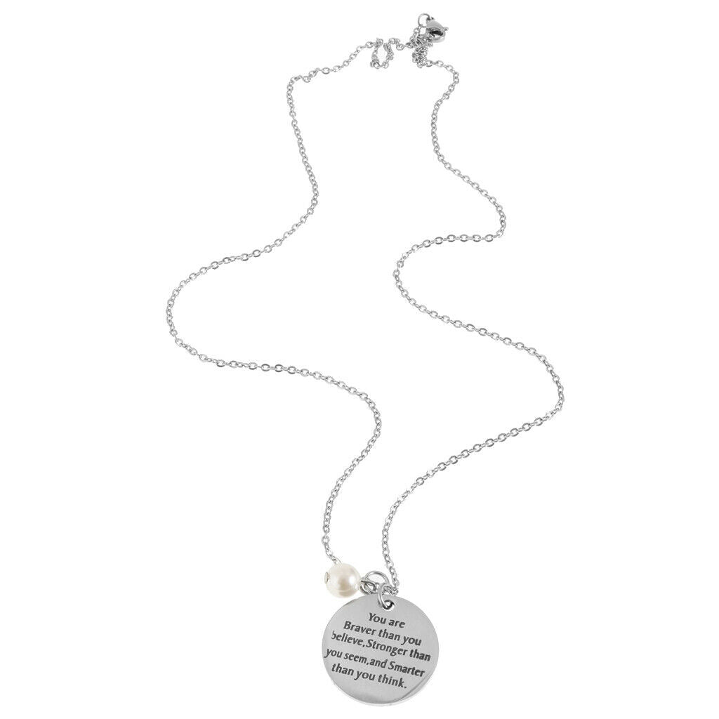 Stainless Steel Round Tag You Are Braver Encourage Necklace You Are Braver
