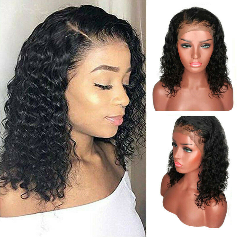 Natural Wave Lace Wigs Brazilian Human Hair Short Curly Wavy Lace Front Wigs