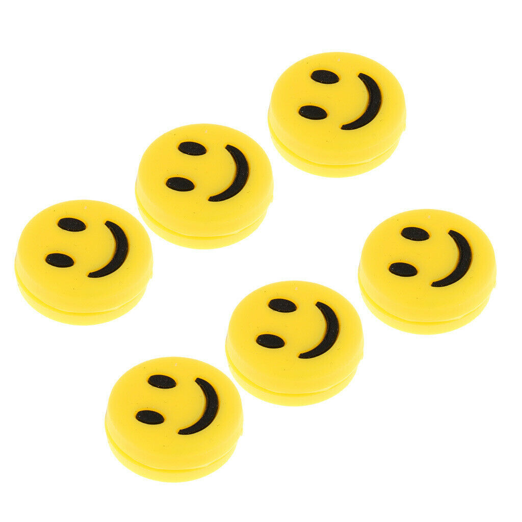 6pcs Silicone Tennis Racket Vibration Dampener Shock Absorber Yellow
