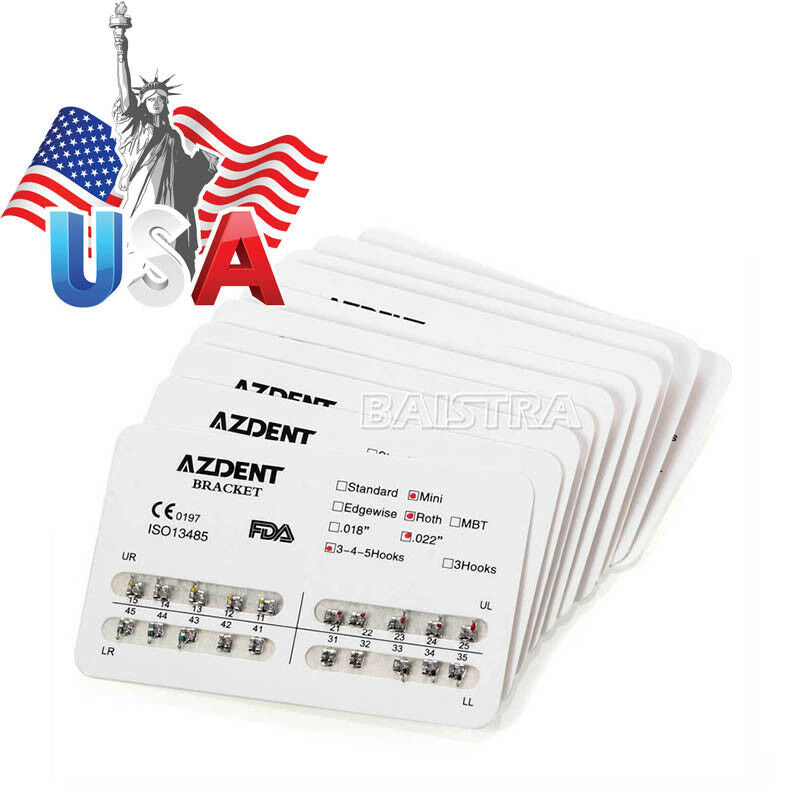 500X AZDENT Dental Orthodontics Brackets Metal Braces Mini Roth.022 Hooks 3 4 5
