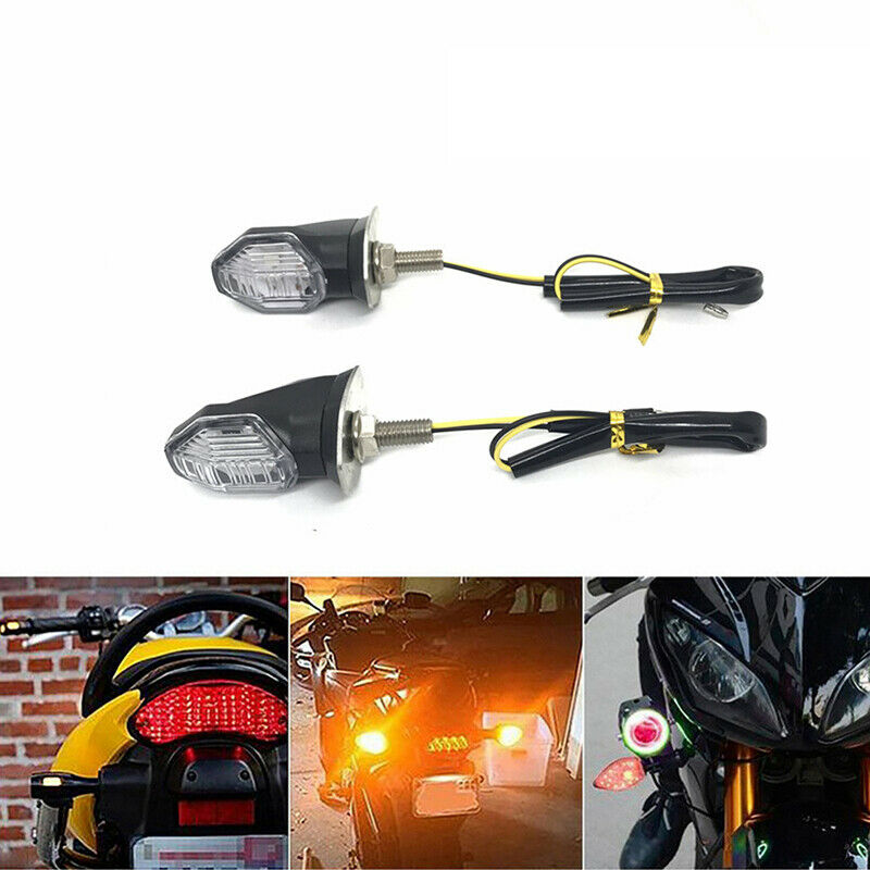 2x Universal Motorcycle 1LED Amber Turn Bike Signal Indicators Blinker Li.l8