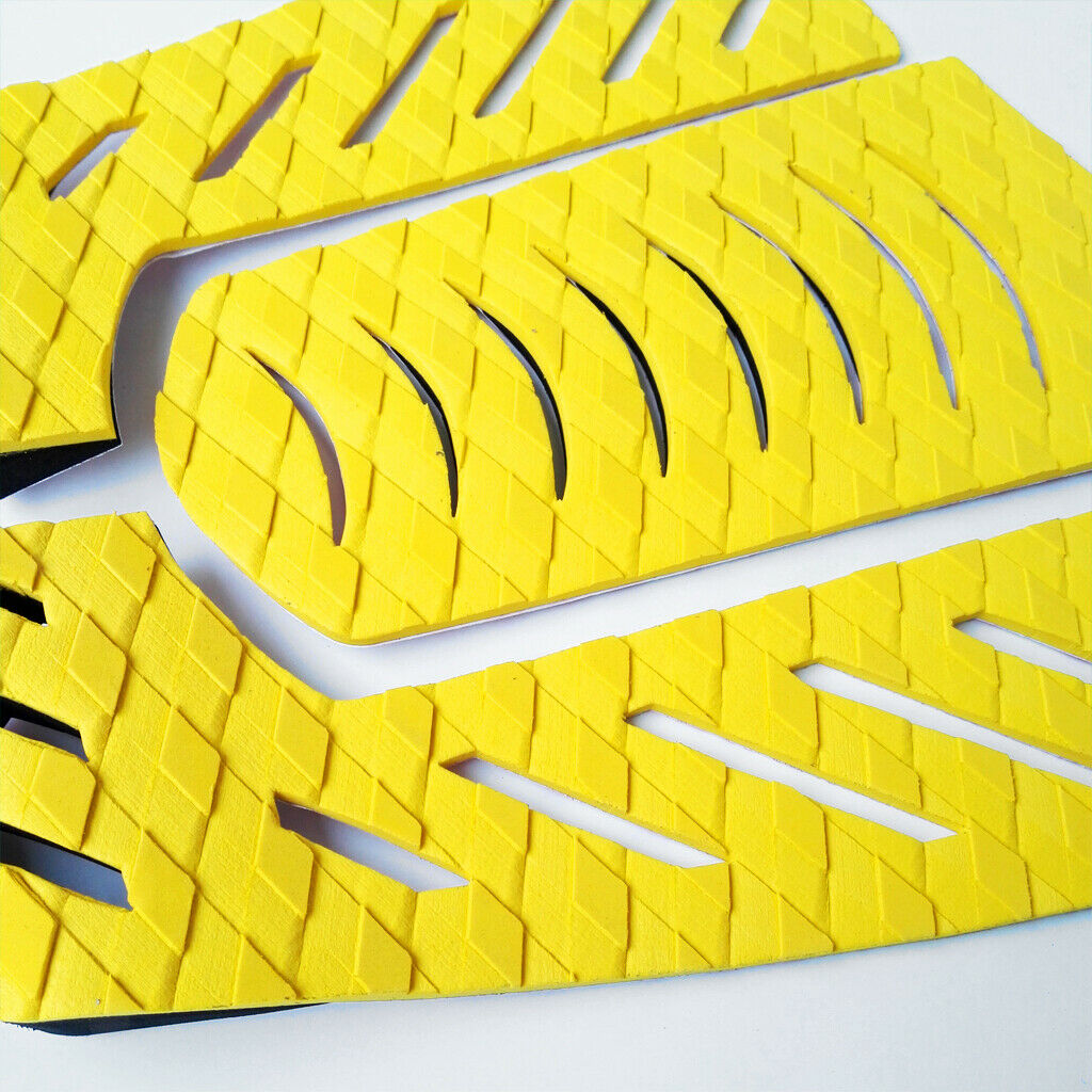 3pcs Yellow Diamond Surfboard Traction Pad Tail Pad Deck Grip Accessory