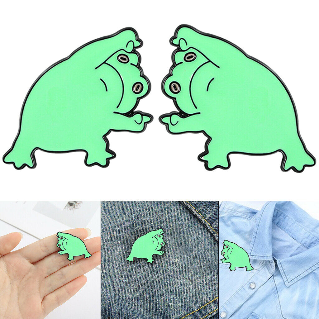 2pcs Cartoon Frog Enamel Pins Pin Badges for Clothing Hat Party Prom Daily