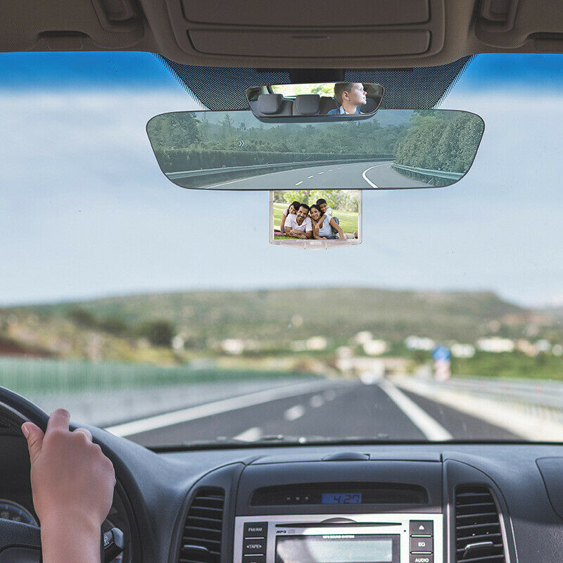 3IN1 Car 330mm Wide Convex Curve Interior Clip On Rear View Mirror Extender Kit